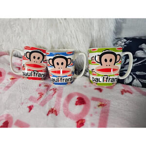 (Set of 3) I Love Paul Frank Monkey Coffee Mug Tea Cup Multicolor Ceramic 4"